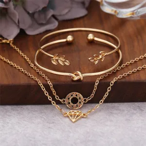 18K Gold-Plated Leaf Cuff Set