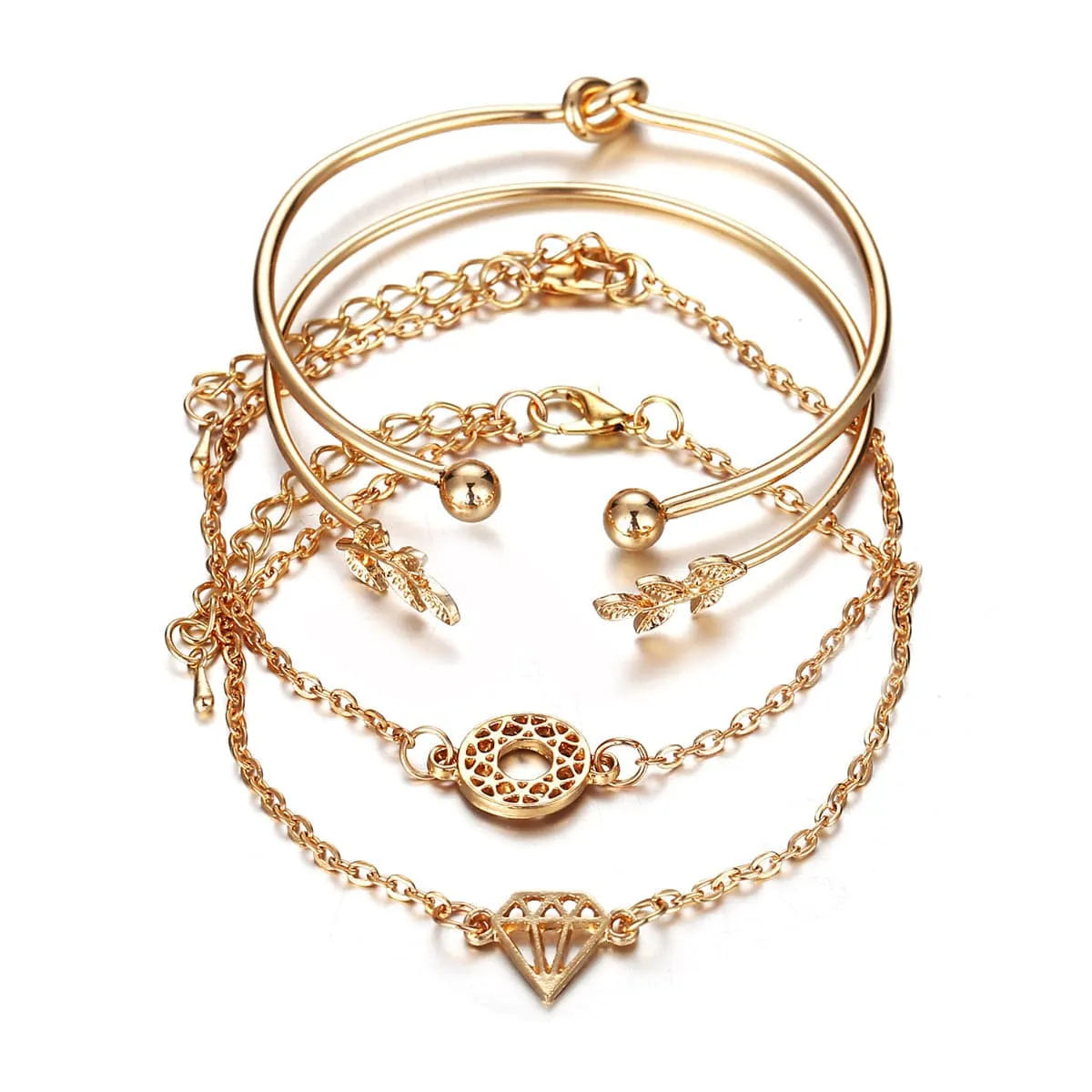 18K Gold-Plated Leaf Cuff Set