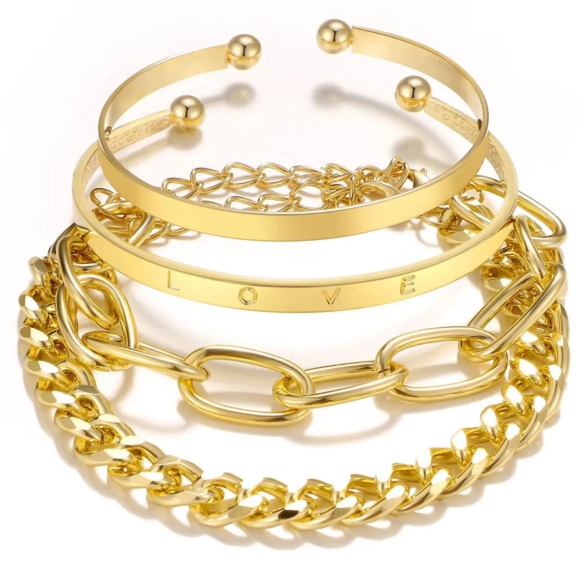 18K Gold-Plated 'Love' Cuff Set
