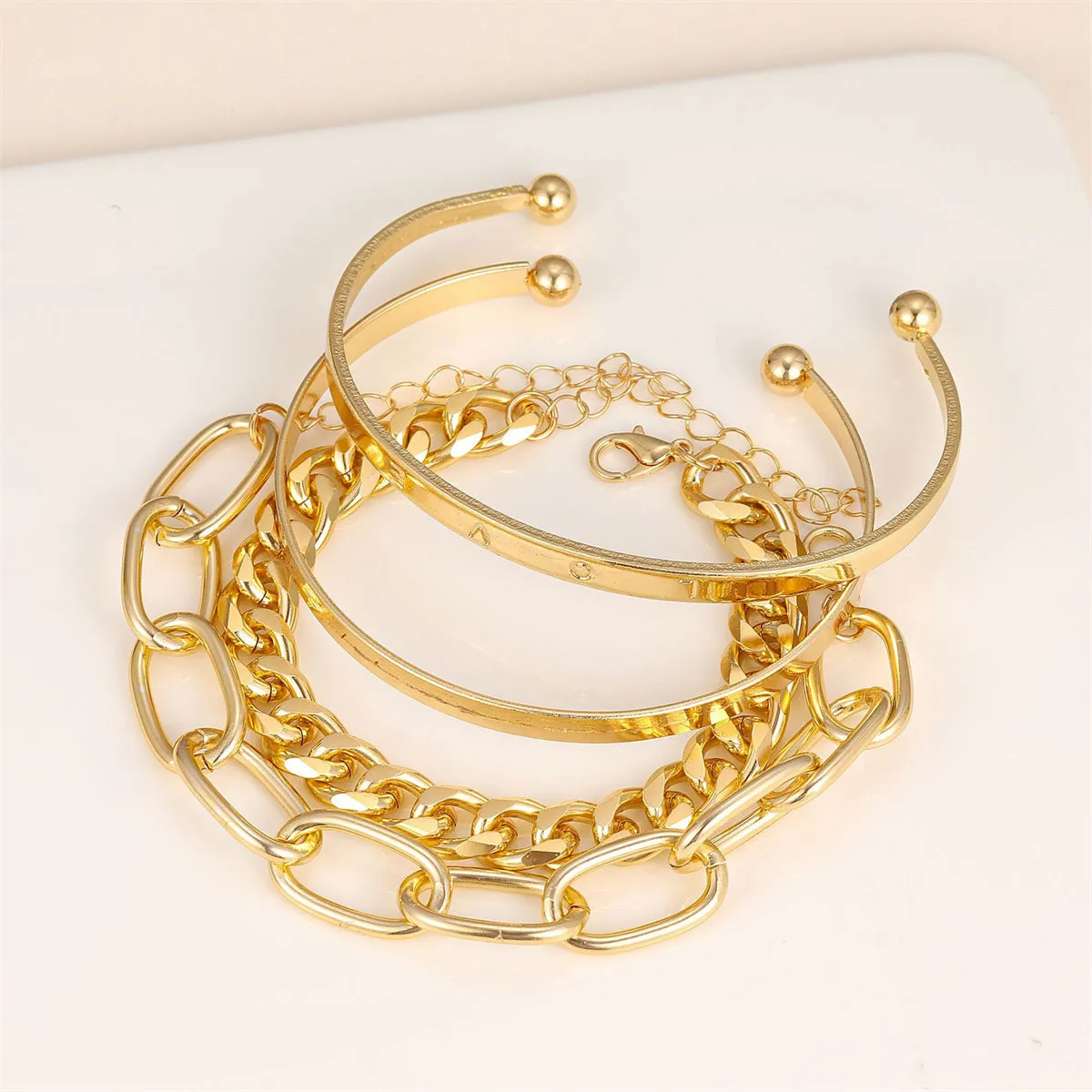 18K Gold-Plated 'Love' Cuff Set