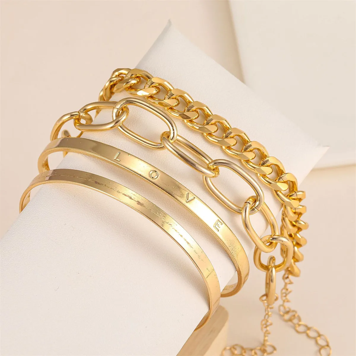 18K Gold-Plated 'Love' Cuff Set