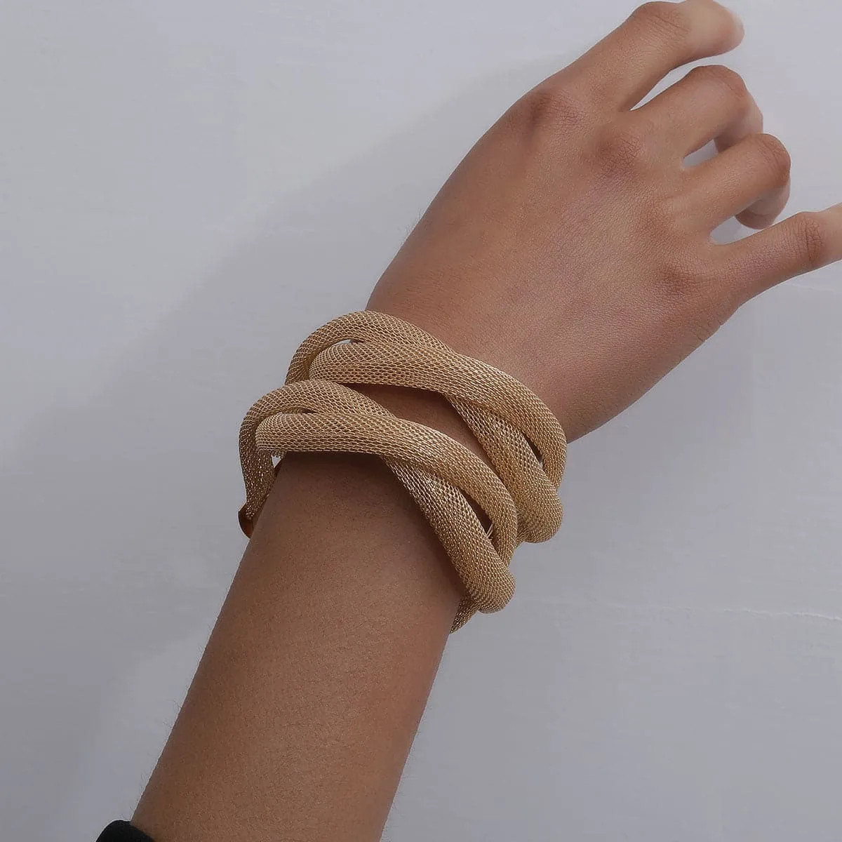 18K Gold-Plated Net Stacked Cuff