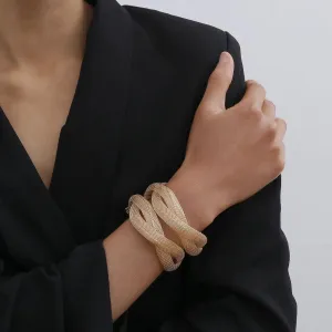 18K Gold-Plated Net Stacked Cuff