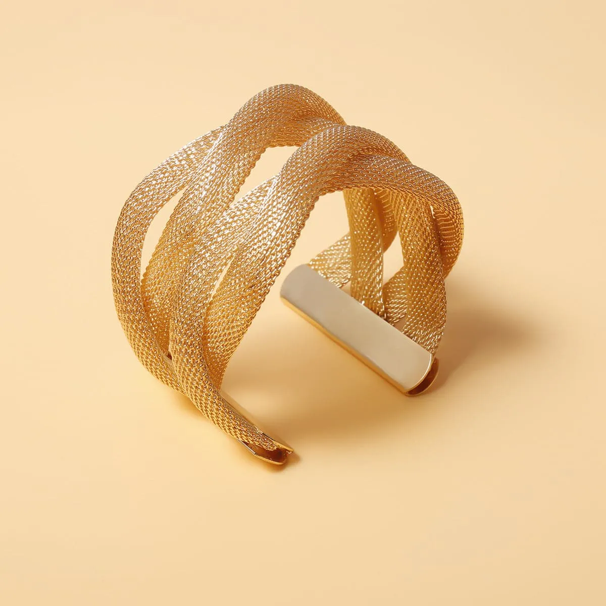 18K Gold-Plated Net Stacked Cuff