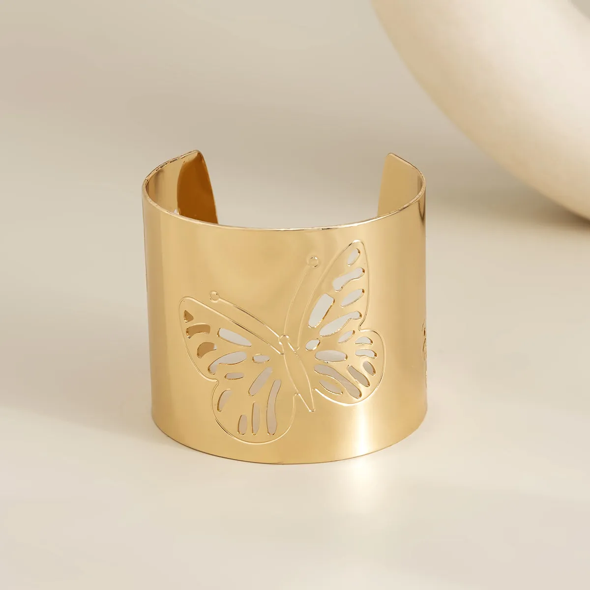 18K Gold-Plated Openwork Butterfly Cuff