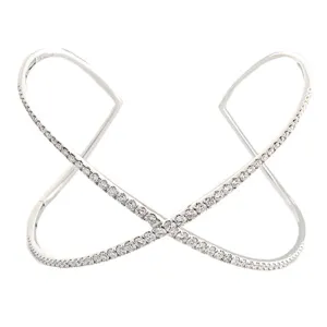 18k White Gold Diamond X Cuff Bracelet