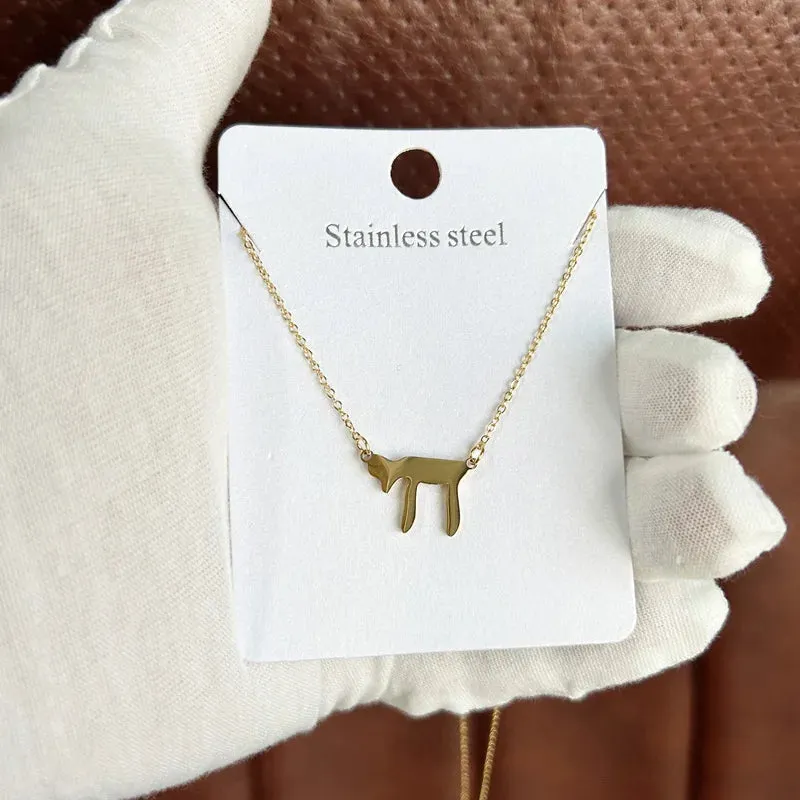 1pc Israel Hebrew Chai Pendant Necklace For Women Jewish Life Letter Charm Chokers Religious Jewelry