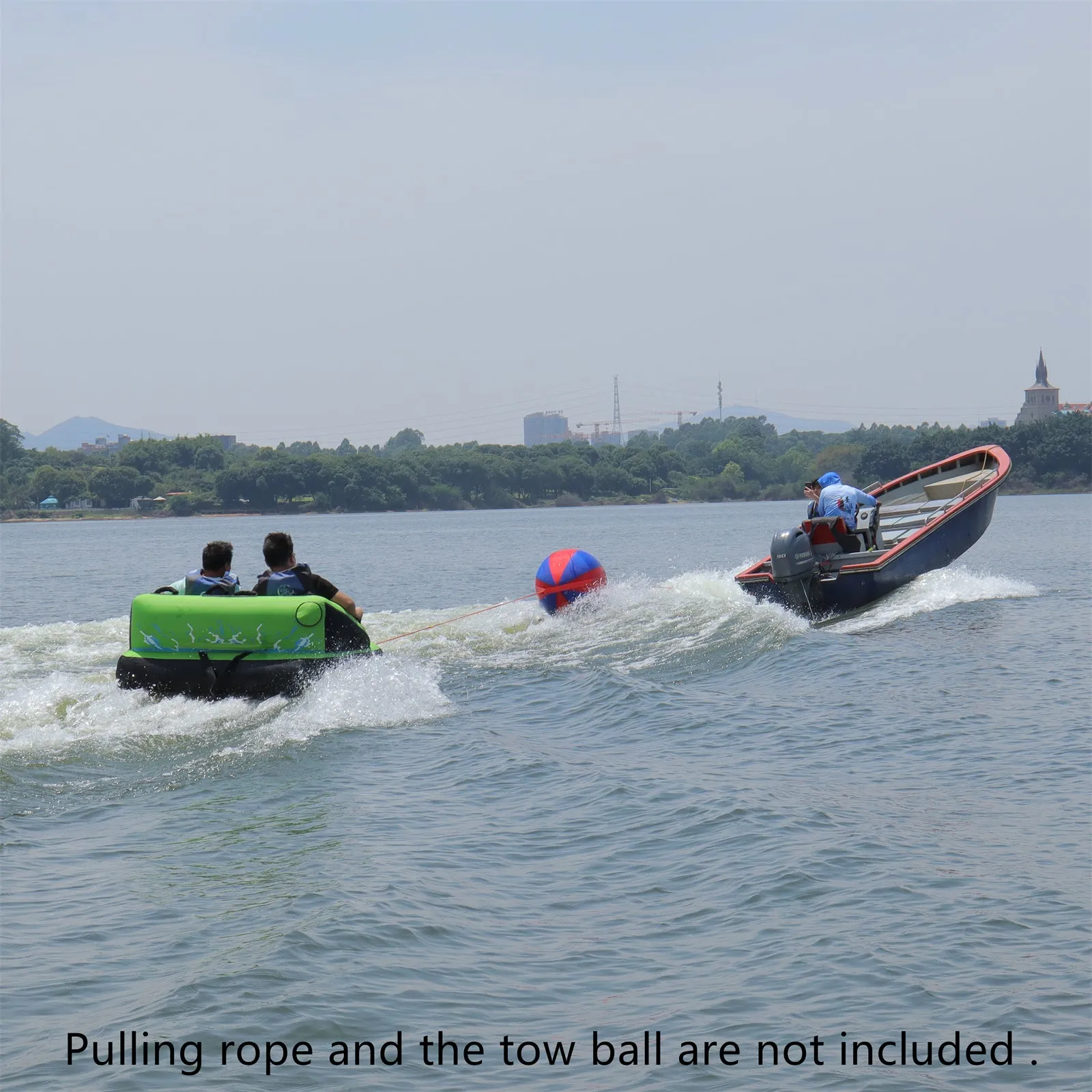 2-Rider Inflatable Towable Booster Tube with Front Tow Point Water Boating Float Tow Raft