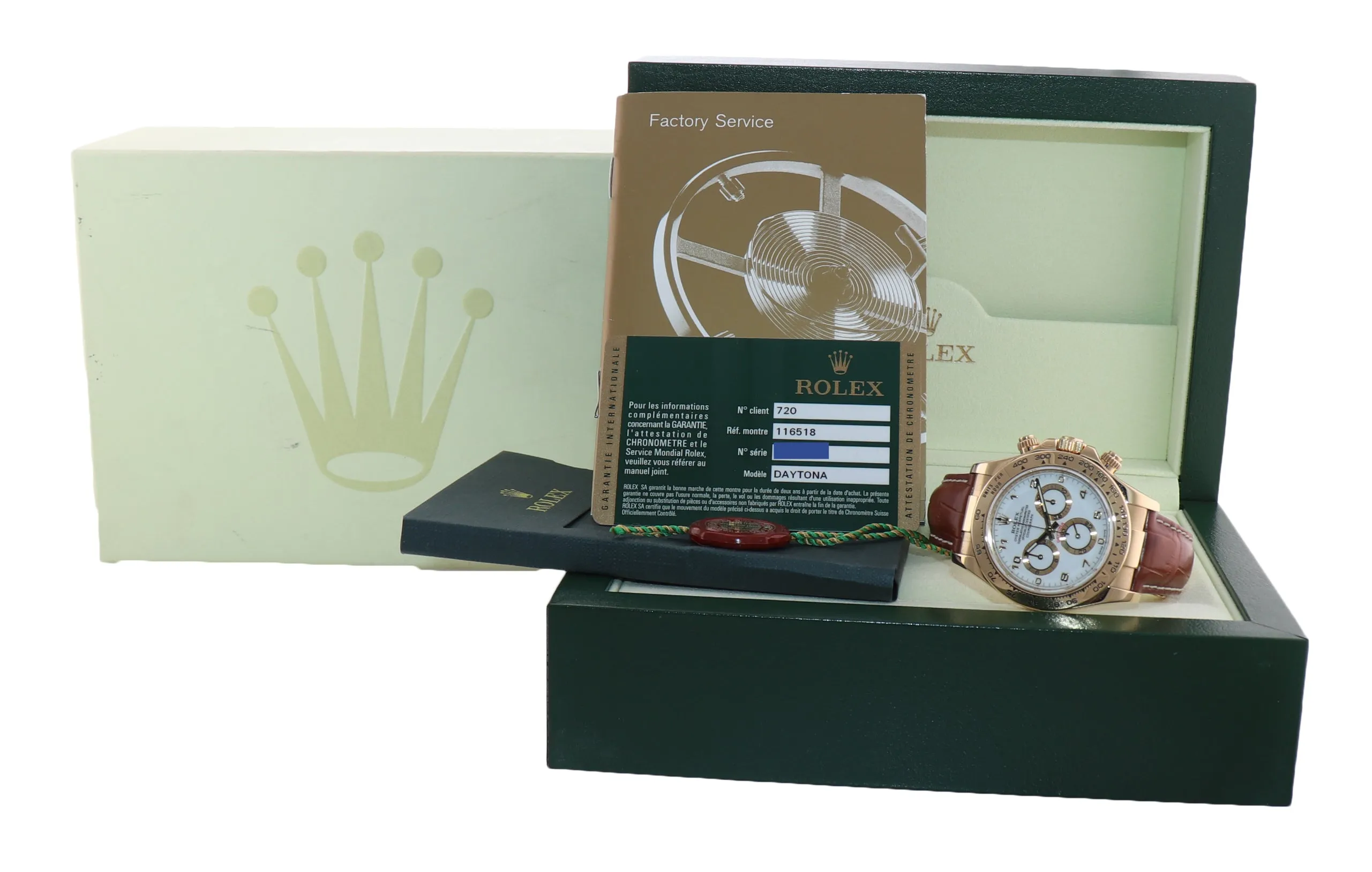 2008 PAPERS Rolex Daytona White Dial 116518 18k Yellow Gold Leather Watch Box