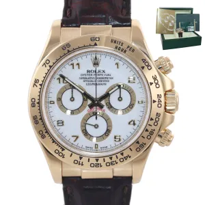 2010 PAPERS Rolex Daytona White Dial 116518 18k Yellow Gold Leather Watch Box