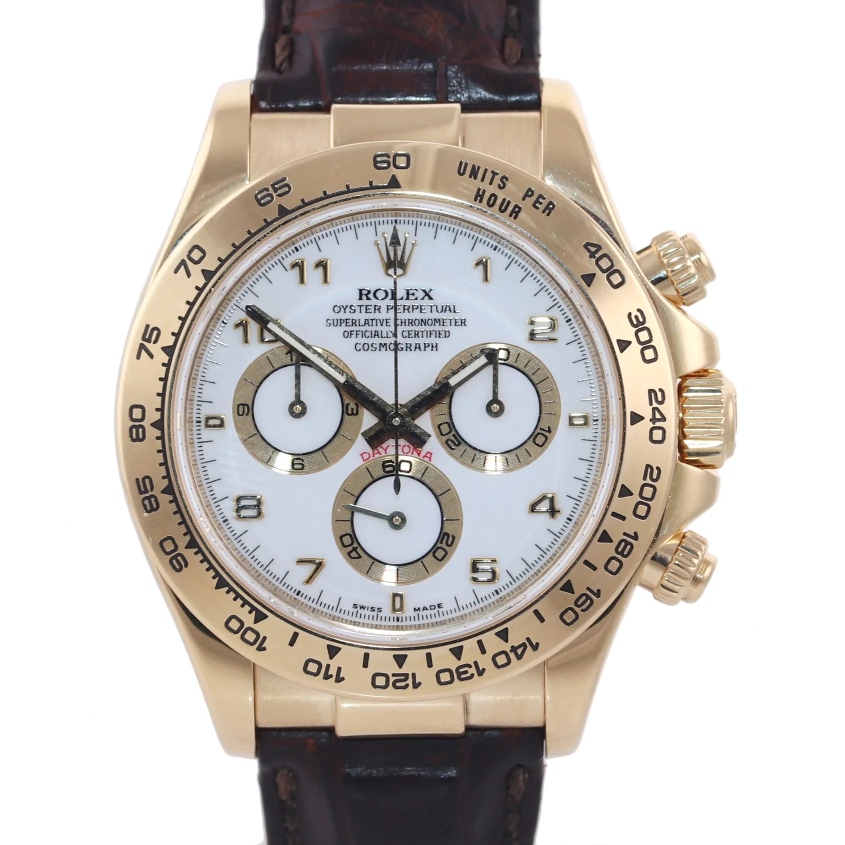 2010 PAPERS Rolex Daytona White Dial 116518 18k Yellow Gold Leather Watch Box