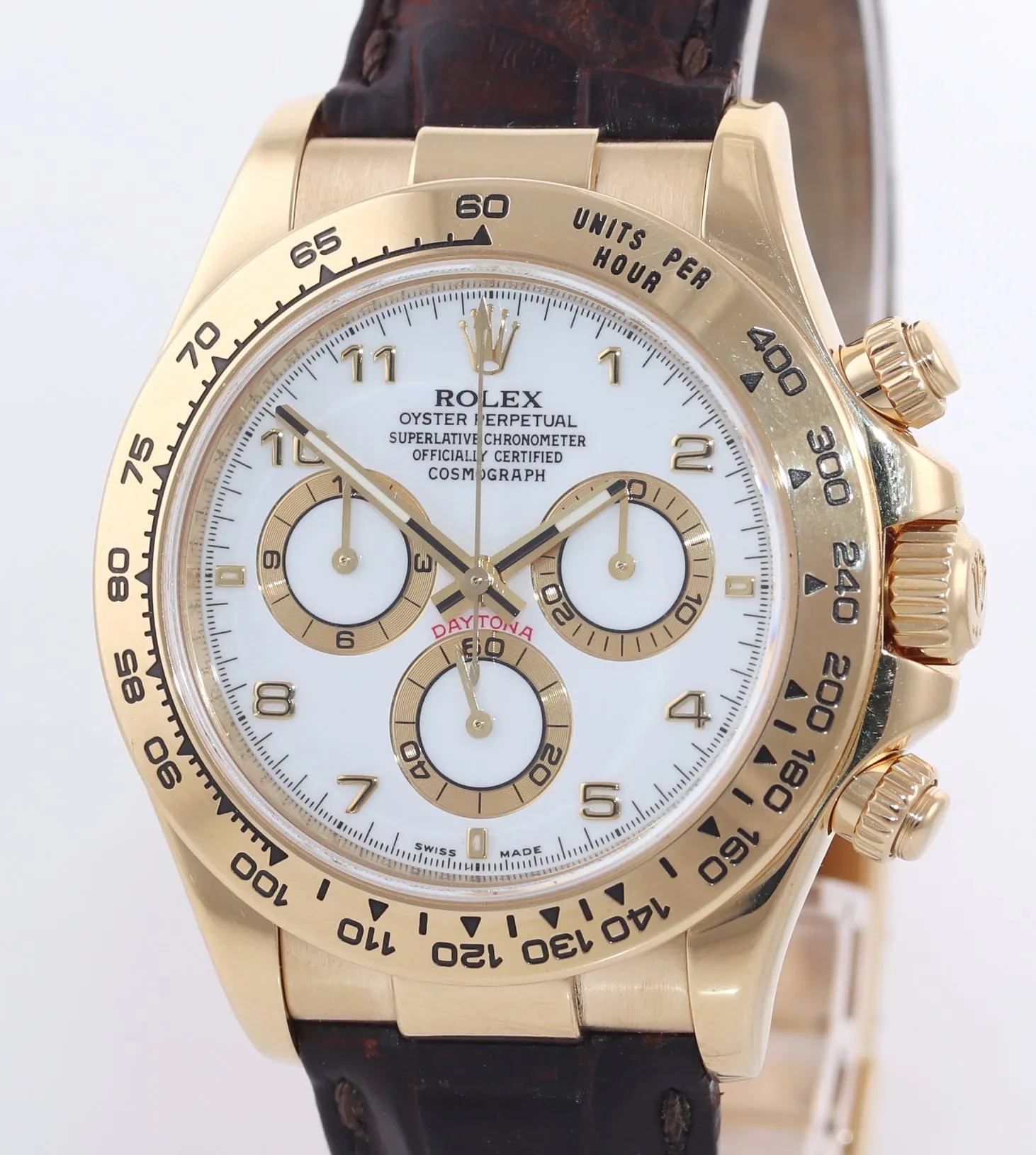 2010 PAPERS Rolex Daytona White Dial 116518 18k Yellow Gold Leather Watch Box