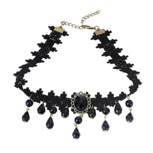 2018 Collares Sexy Gothic Chokers Crystal Black Lace Neck Choker Necklace Vintage Victorian Women Chocker Steampunk Jewelry