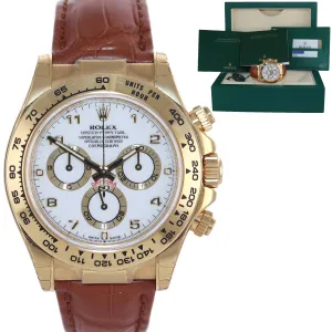 2018 STICKERS NEW PAPERS Rolex Daytona White Arabic 116518 Yellow Gold Watch