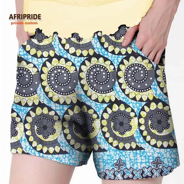 2019 African summer beach shorts for women ankara fabric dashiki print pants AFRIPRIDE private custom pure cotton print A722106