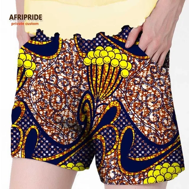 2019 African summer beach shorts for women ankara fabric dashiki print pants AFRIPRIDE private custom pure cotton print A722106