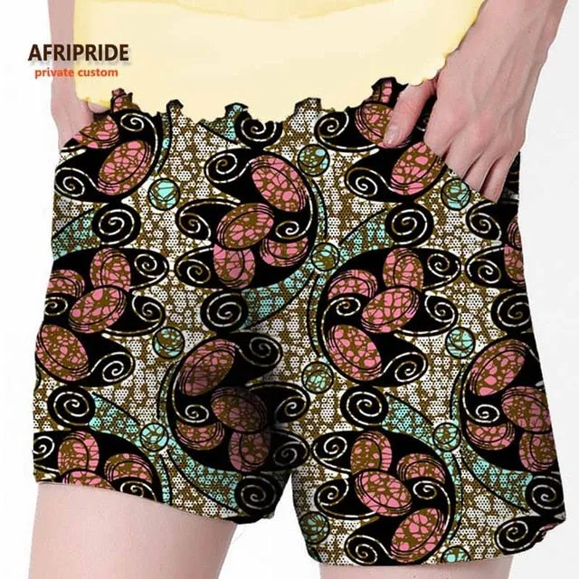 2019 African summer beach shorts for women ankara fabric dashiki print pants AFRIPRIDE private custom pure cotton print A722106