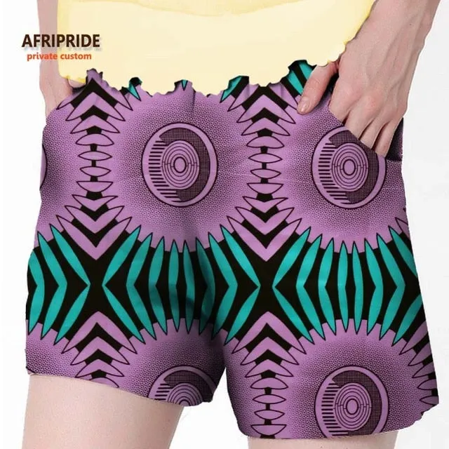 2019 African summer beach shorts for women ankara fabric dashiki print pants AFRIPRIDE private custom pure cotton print A722106