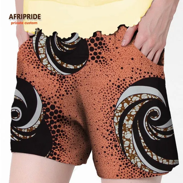 2019 African summer beach shorts for women ankara fabric dashiki print pants AFRIPRIDE private custom pure cotton print A722106