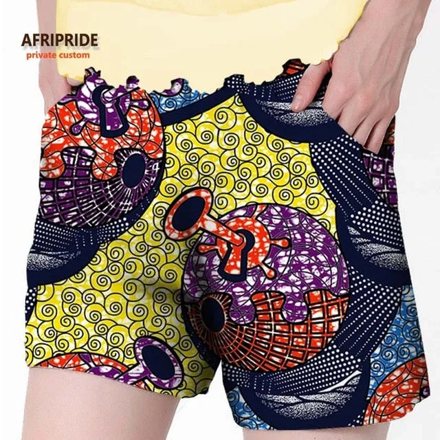 2019 African summer beach shorts for women ankara fabric dashiki print pants AFRIPRIDE private custom pure cotton print A722106