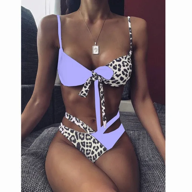 2020 Sexy Women High Waist Bikini Swimsuit Swimwear Female Bandeau Thong Brazilian Biquini Bikini Set Bathing Suit Bather