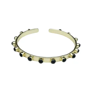210-10-G | SEEMA ADJUSTABLE CUFF (4 MM BLACK ONYX ON GOLD)