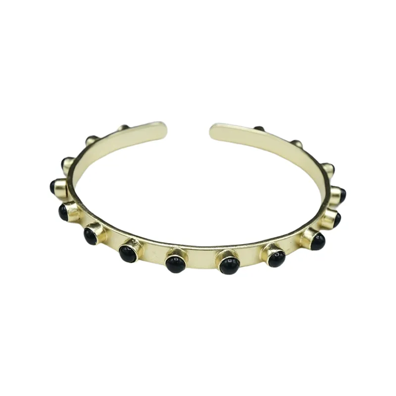 210-10-G | SEEMA ADJUSTABLE CUFF (4 MM BLACK ONYX ON GOLD)
