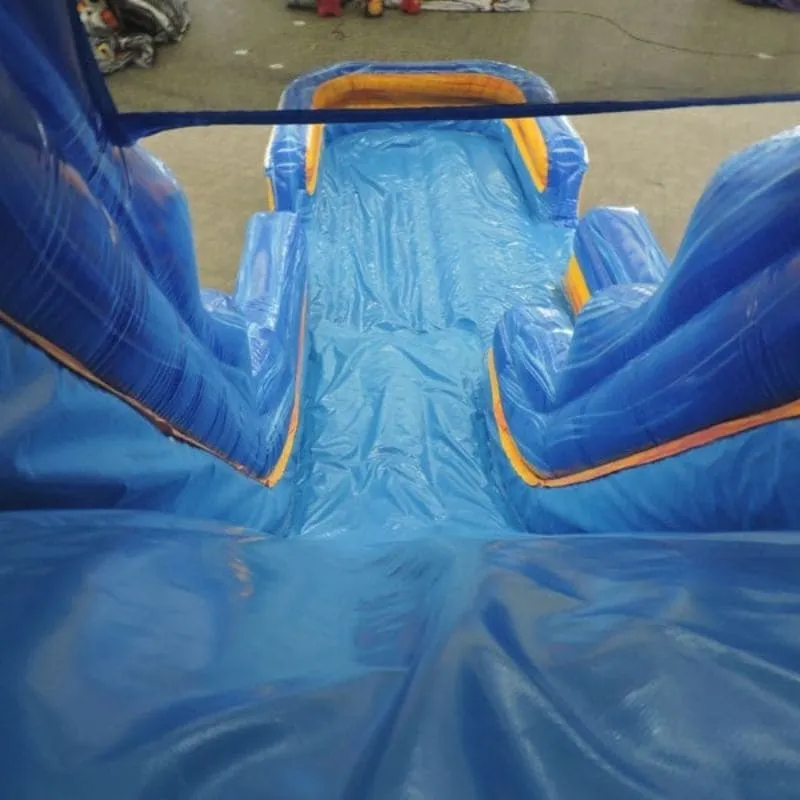 22'H Green Slide With Pool in Blue and Green