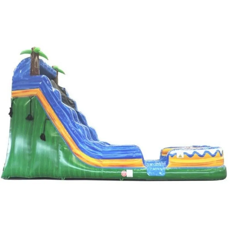 22'H Green Slide With Pool in Blue and Green