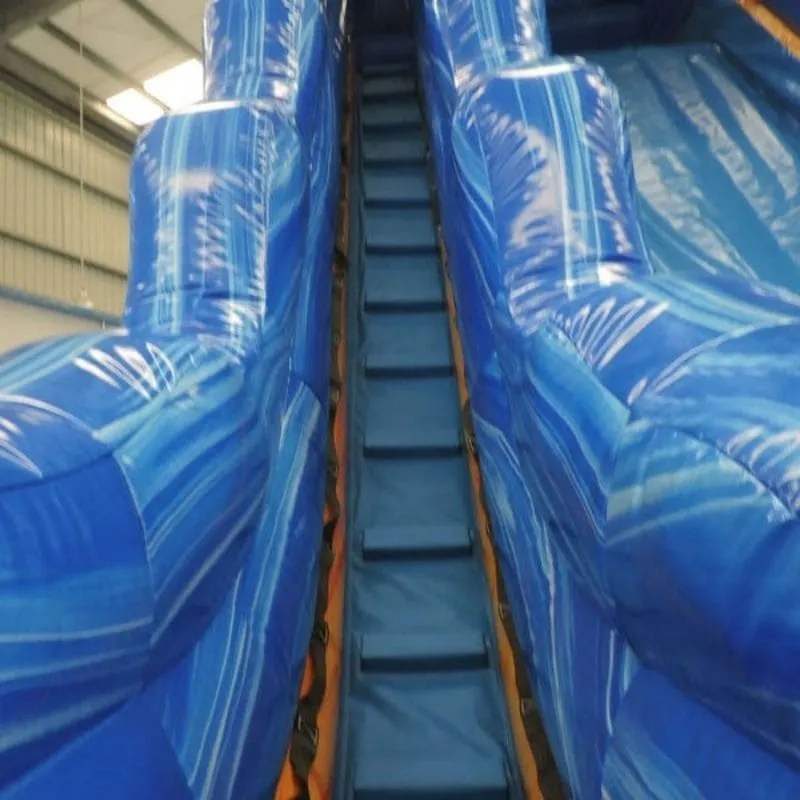 22'H Green Slide With Pool in Blue and Green