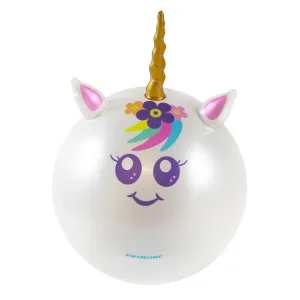 29" Inflatable Rainbow Unicorn Beach Ball with Horn White