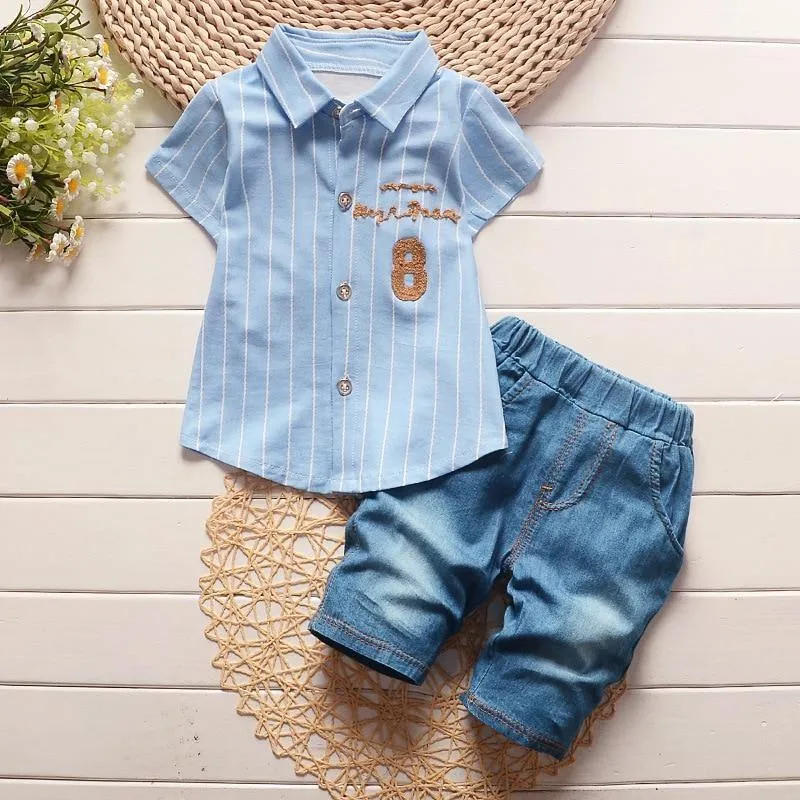 2Pcs Cotton Summer Clothing Sets Stripe