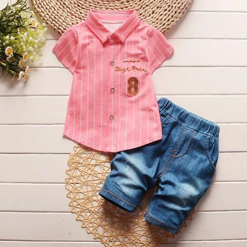2Pcs Cotton Summer Clothing Sets Stripe