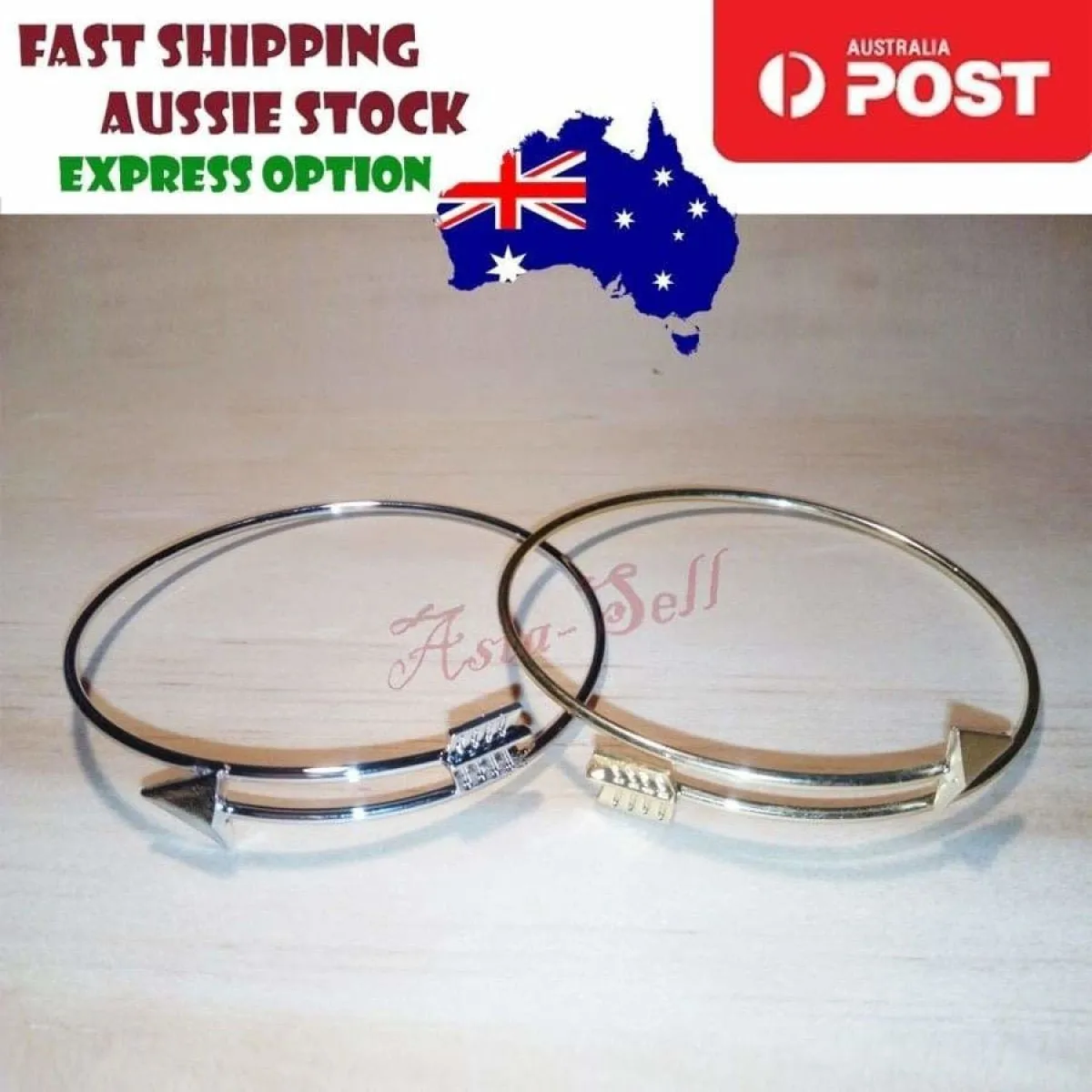 2pcs Gothic Punk Arrow Bangle SIlver Gold Cuff Jewelry Open Adjustable Bracelet