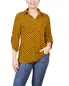 3/4 Roll Tab Sleeve Studded Y Neck Top 2