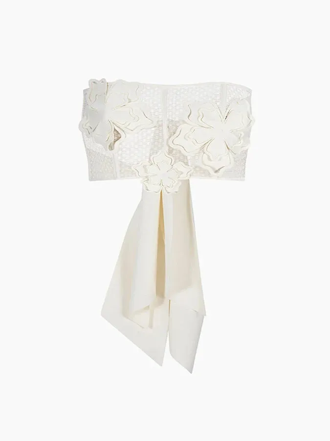 3D Petal Two Piece Set Tie Bikini Skirt Wrap Backless Beachwear