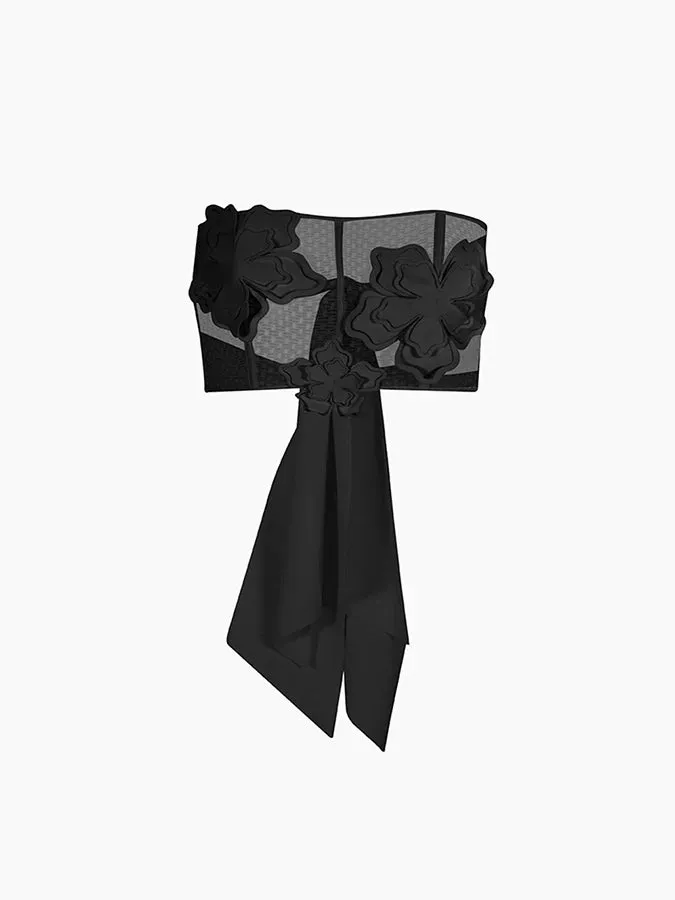 3D Petal Two Piece Set Tie Bikini Skirt Wrap Backless Beachwear