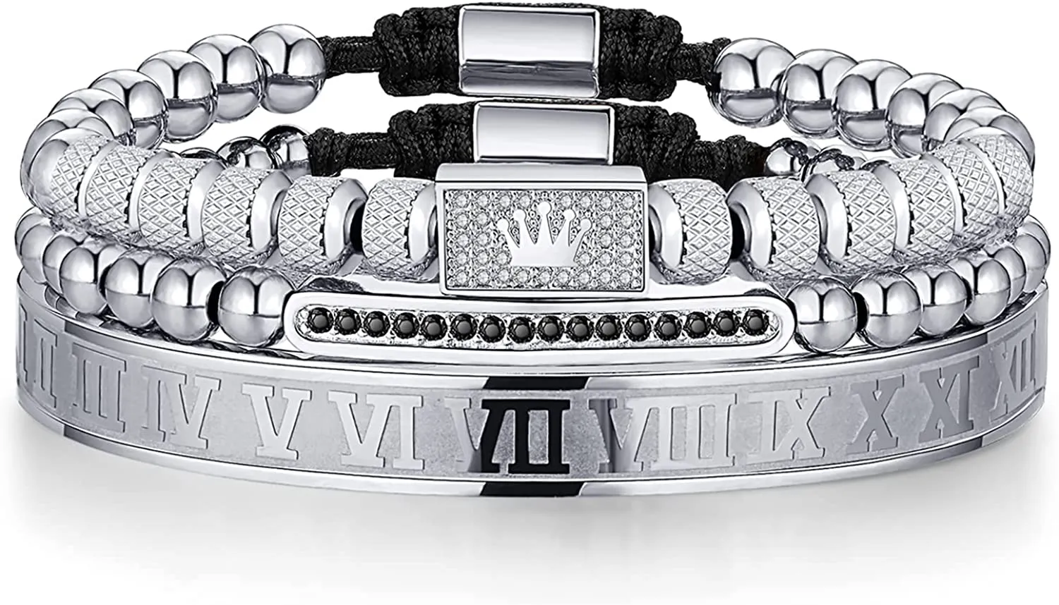 3PCS Stainless Steel Bracelets for Men