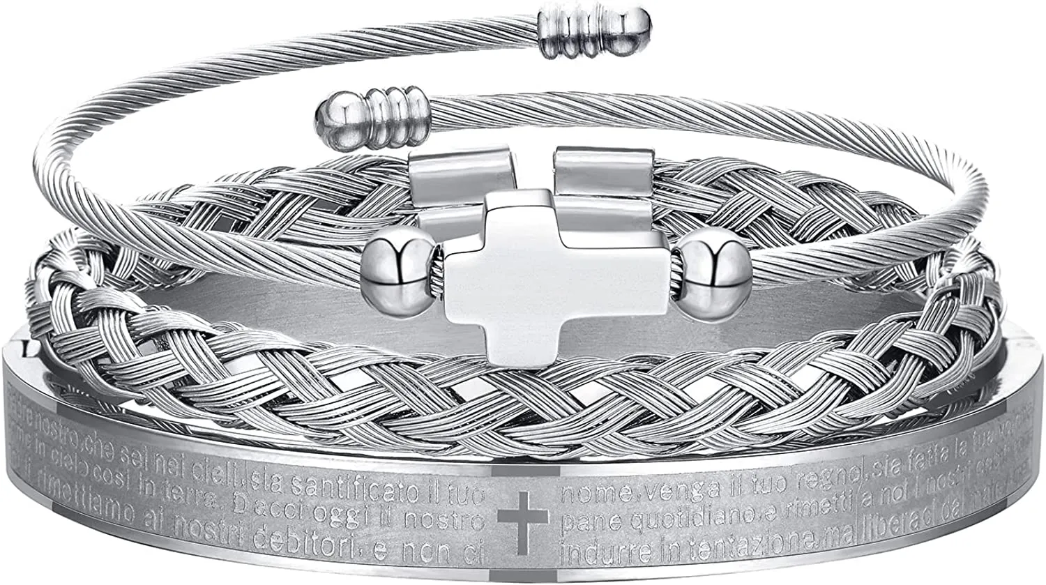 3PCS Stainless Steel Bracelets for Men