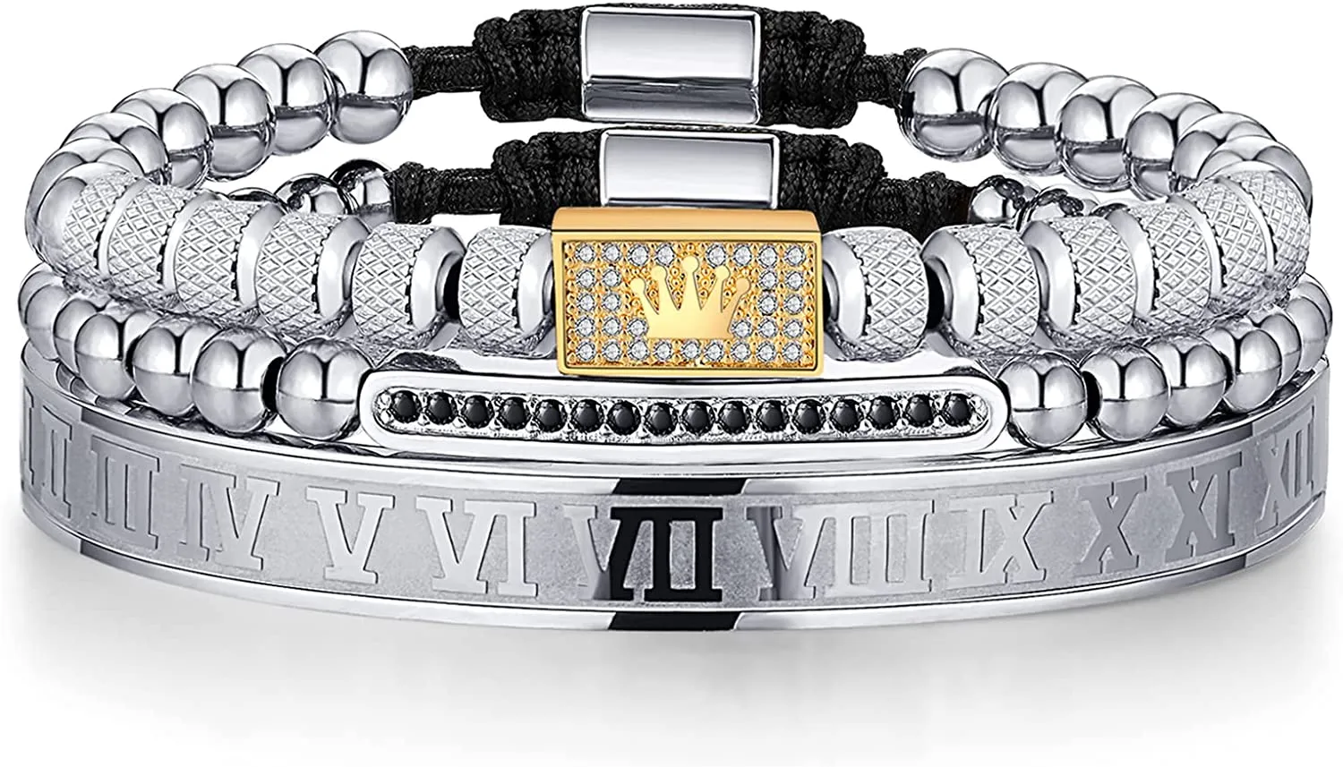 3PCS Stainless Steel Bracelets for Men
