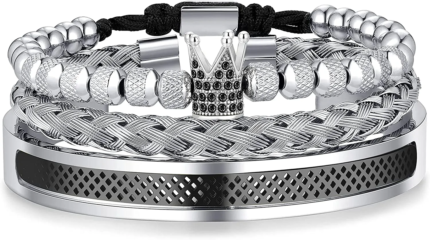 3PCS Stainless Steel Bracelets for Men
