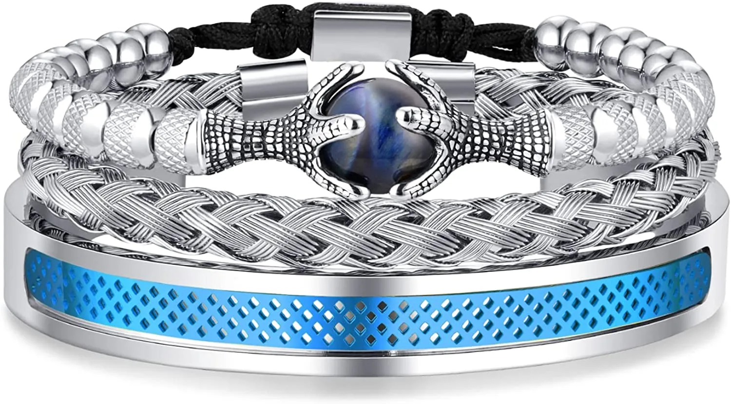 3PCS Stainless Steel Bracelets for Men
