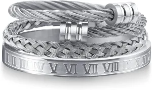 3PCS Stainless Steel Bracelets for Men