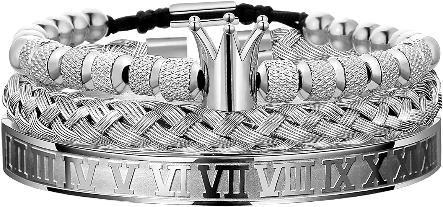 3PCS Stainless Steel Bracelets for Men