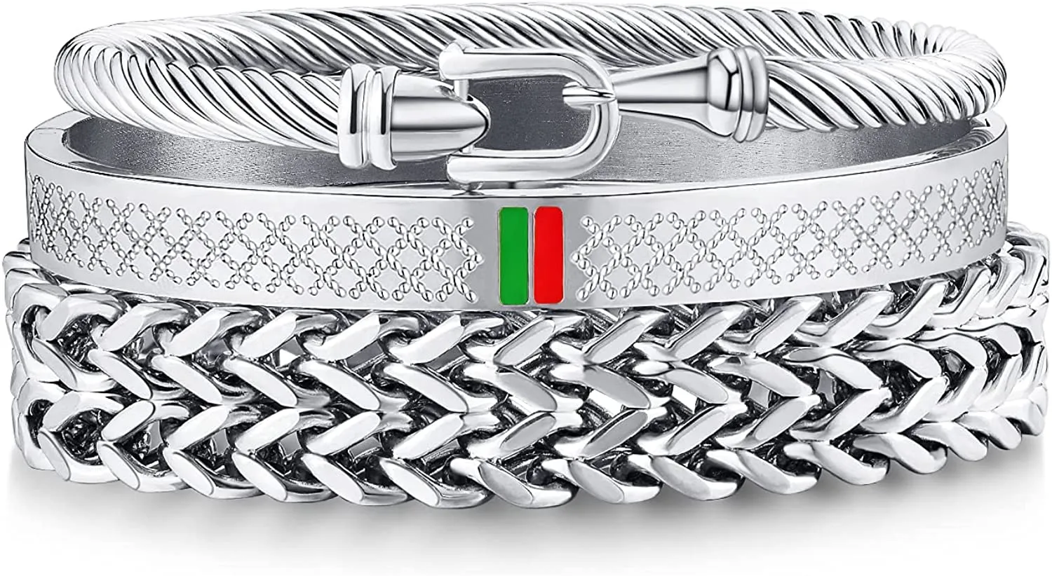 3PCS Stainless Steel Bracelets for Men