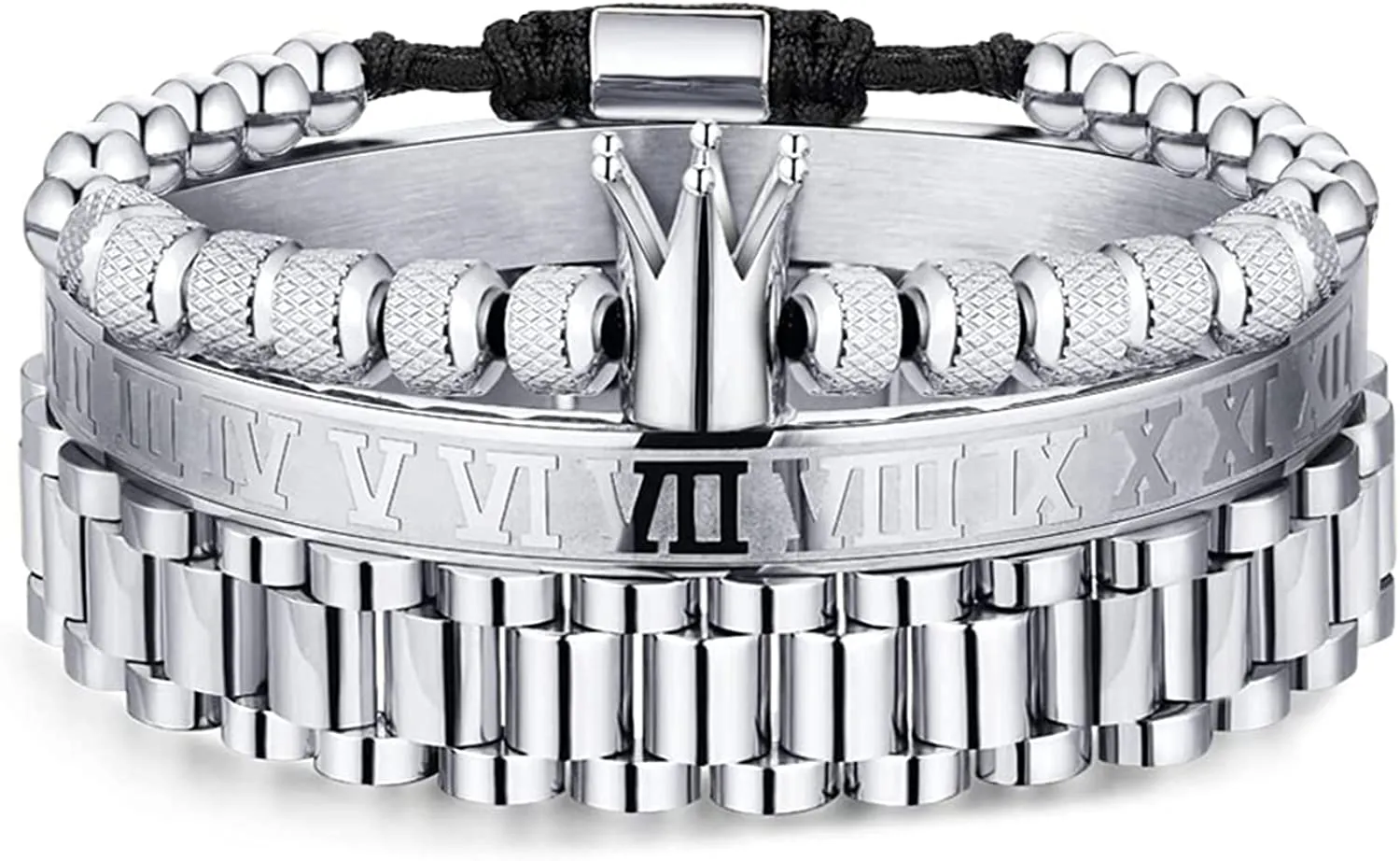 3PCS Stainless Steel Bracelets for Men