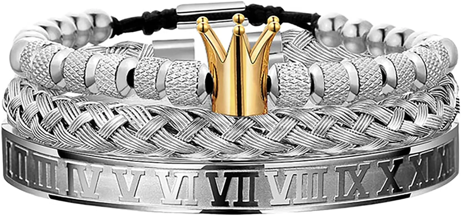 3PCS Stainless Steel Bracelets for Men