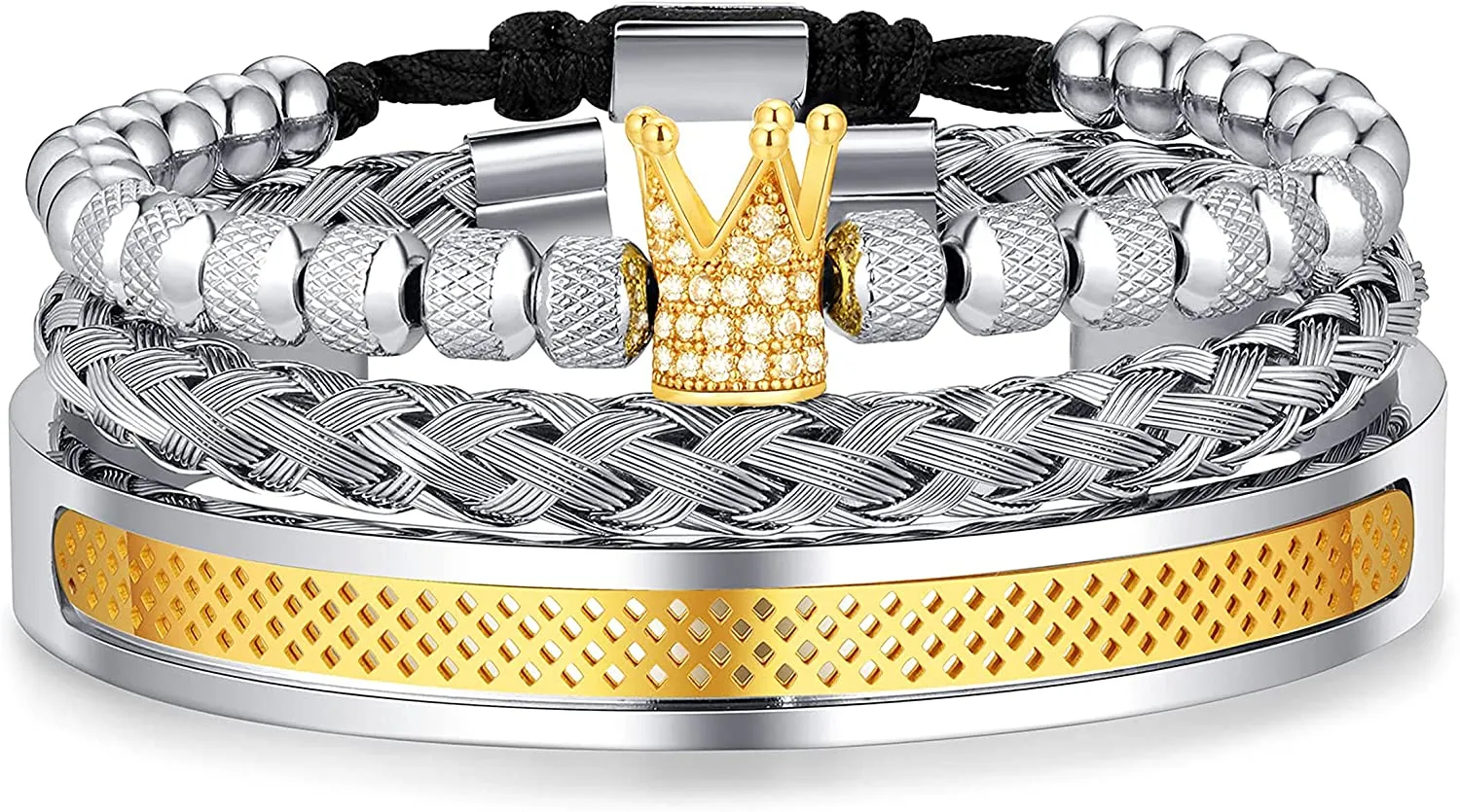 3PCS Stainless Steel Bracelets for Men