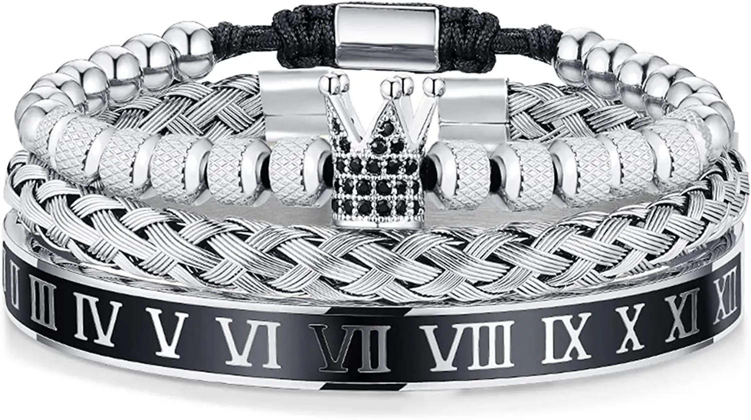 3PCS Stainless Steel Bracelets for Men