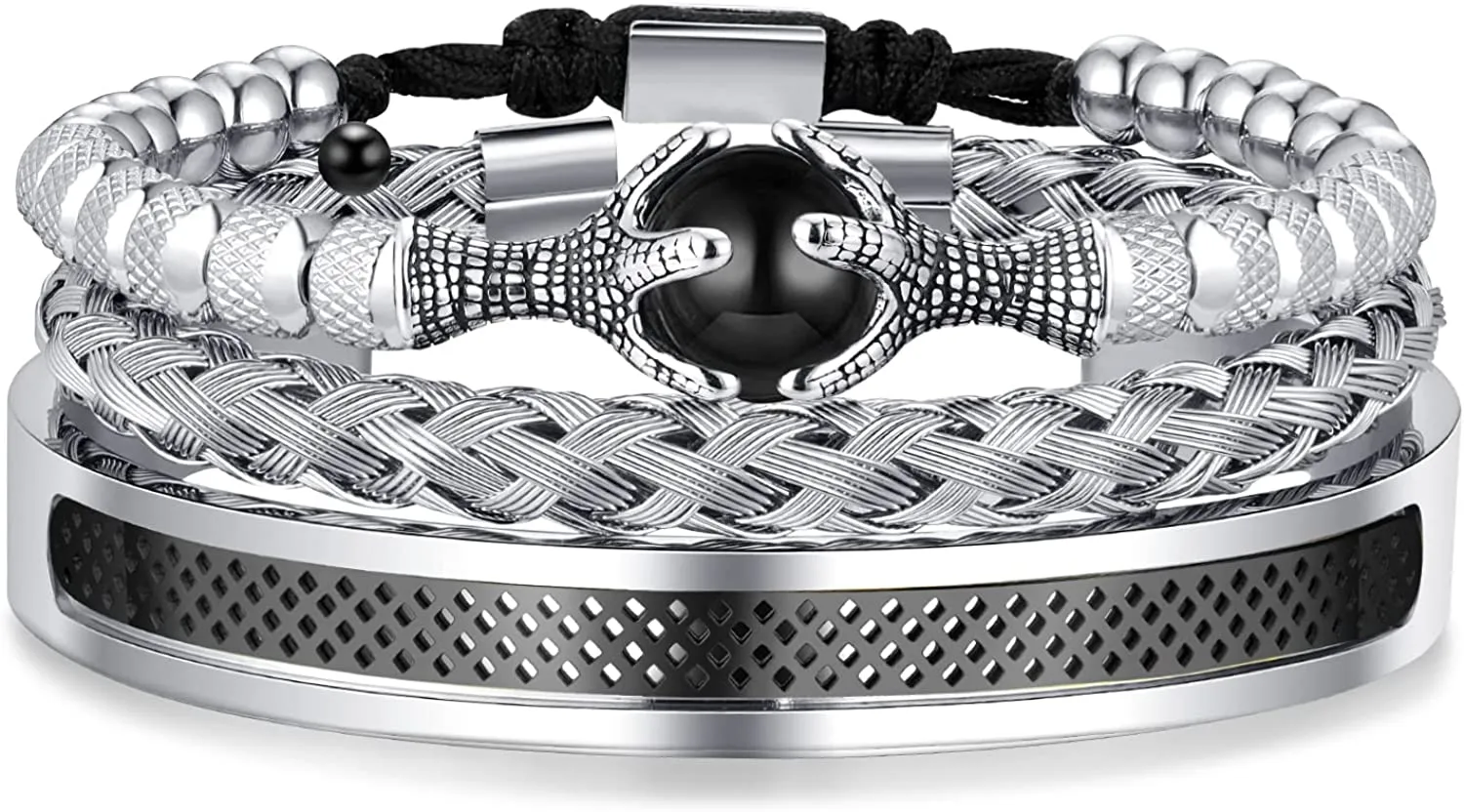 3PCS Stainless Steel Bracelets for Men
